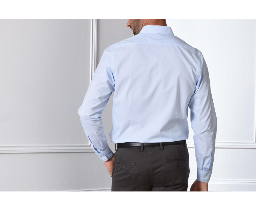 Chemise à fines rayures bleues - Col français - ANTOINE