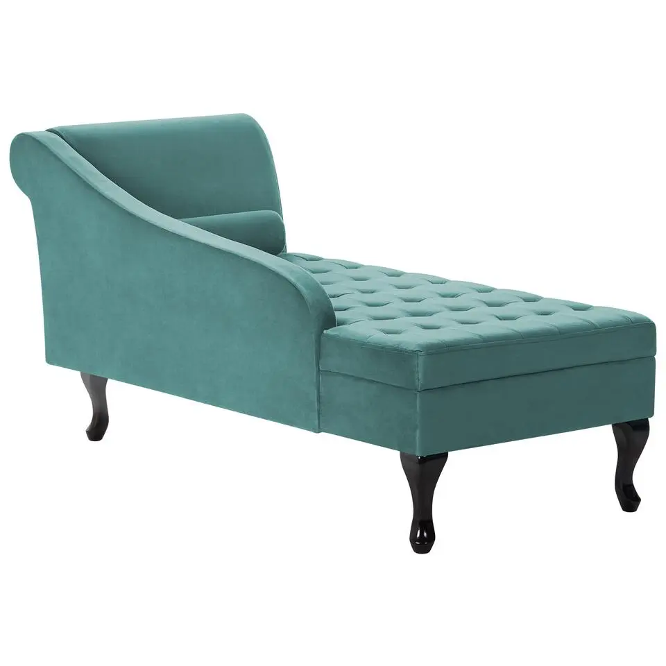 PESSAC - Chaise longue - Groenblauw - Rechterzijde - Fluweel