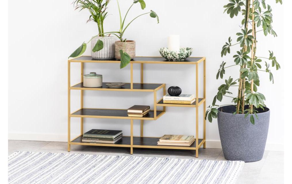 Regal Seaford 114 x 35 x 78 cm, Gold/Schwarz<br>Bücherregal