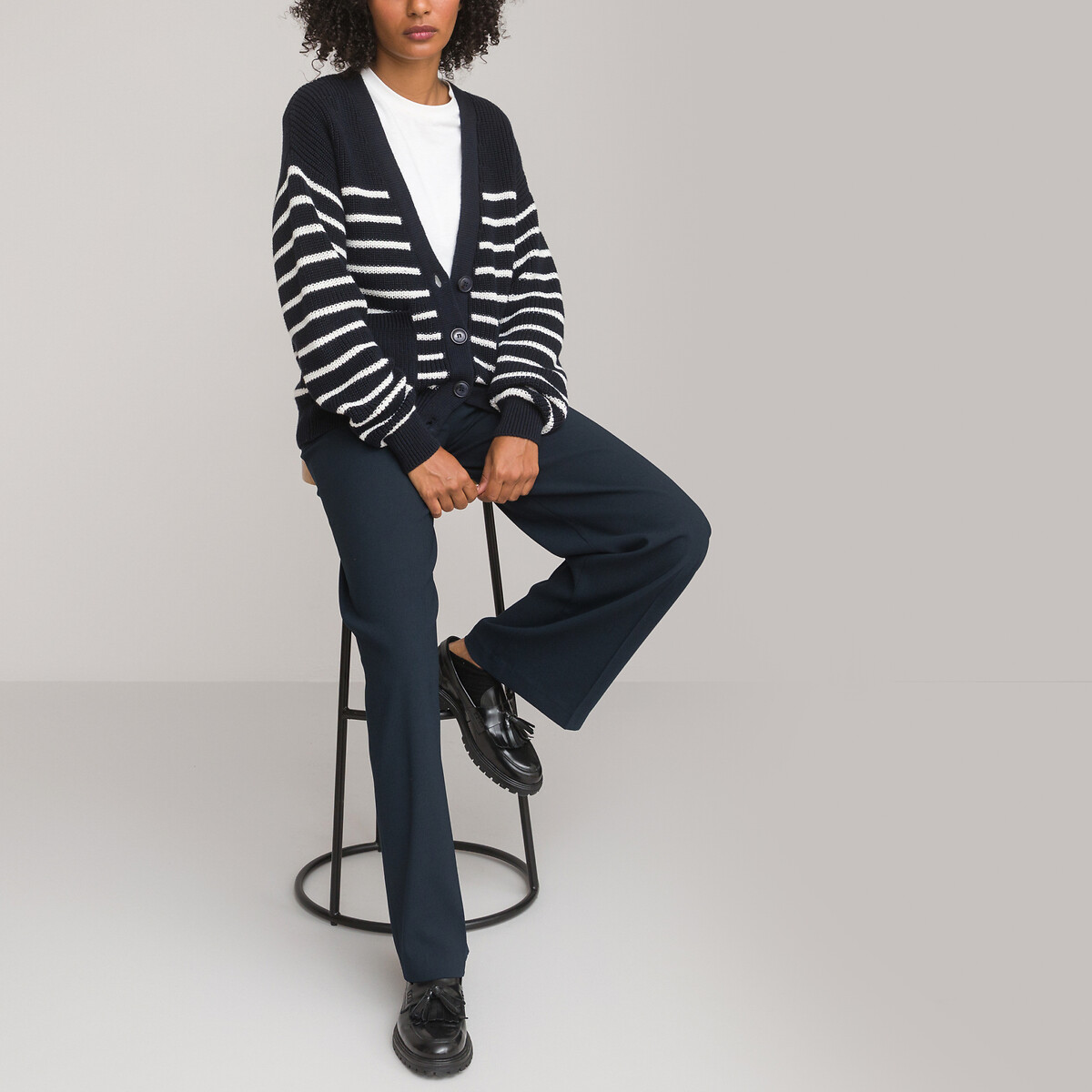 LA REDOUTE COLLECTIONS<br>Cardigã de malha, estilo náutico, em mistura de algodão