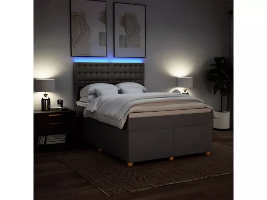 Sommier à lattes de lit avec matelas Taupe 160x200 cm Tissu