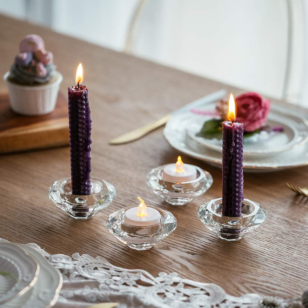 (8er Set) Kristall Glas Deko Stabkerzen Halter Home Accessoire Teelicht Kerzen Ständer