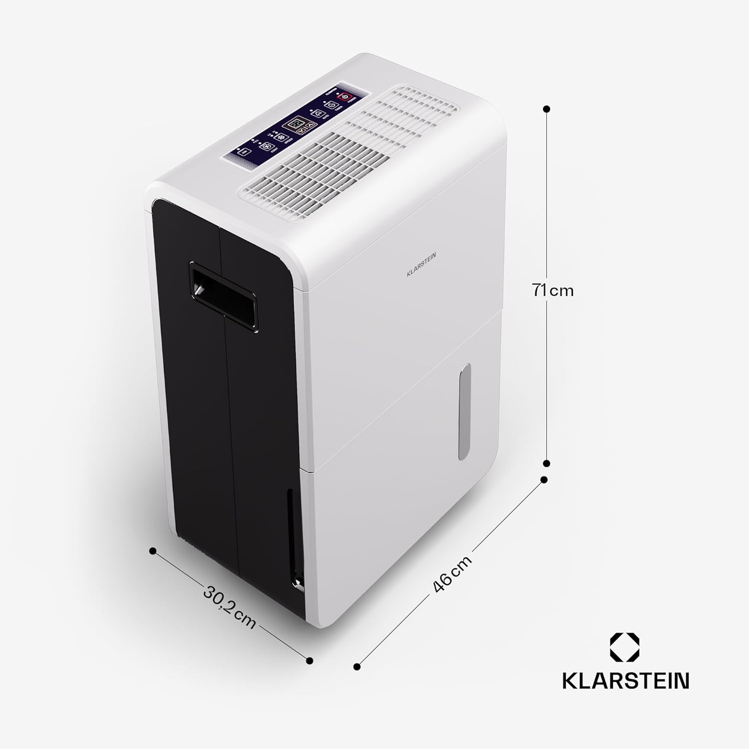 Klarstein DryFy Grand Smart 55L Luftentfeuchter - 55L/Tag, WiFi App Steuerung, 8L Tank, 24h Timer, Elektrischer Entfeuchter, Automatische Abschaltung, Für Räume 40-50m², Weiß