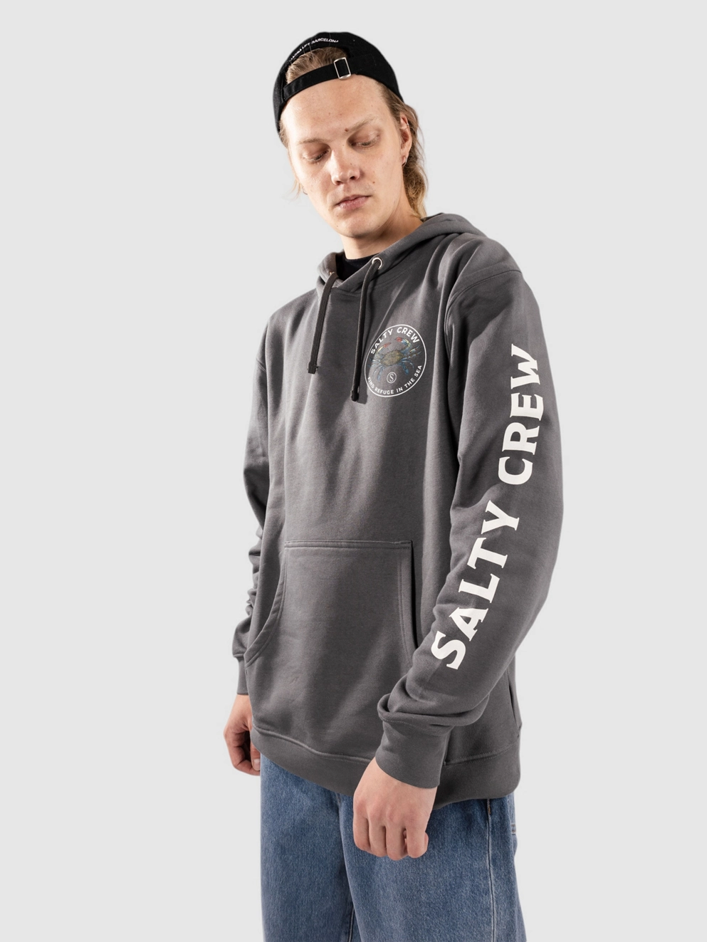 Salty Crew Blue Crabber Fleece Hoodie charcoal