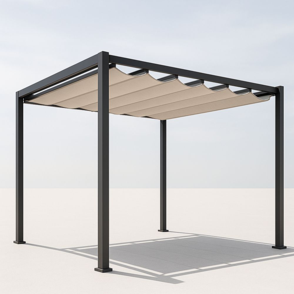 Modularer Pavillon Alu Gestell 3x3m Polyesterdach Beige