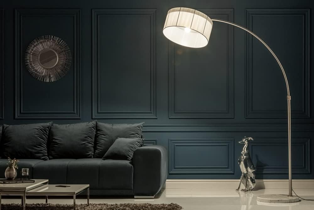 invicta INTERIOR Bogenleuchte EXTENSO weiß mit weißem Marmorfuß Bogenlampe