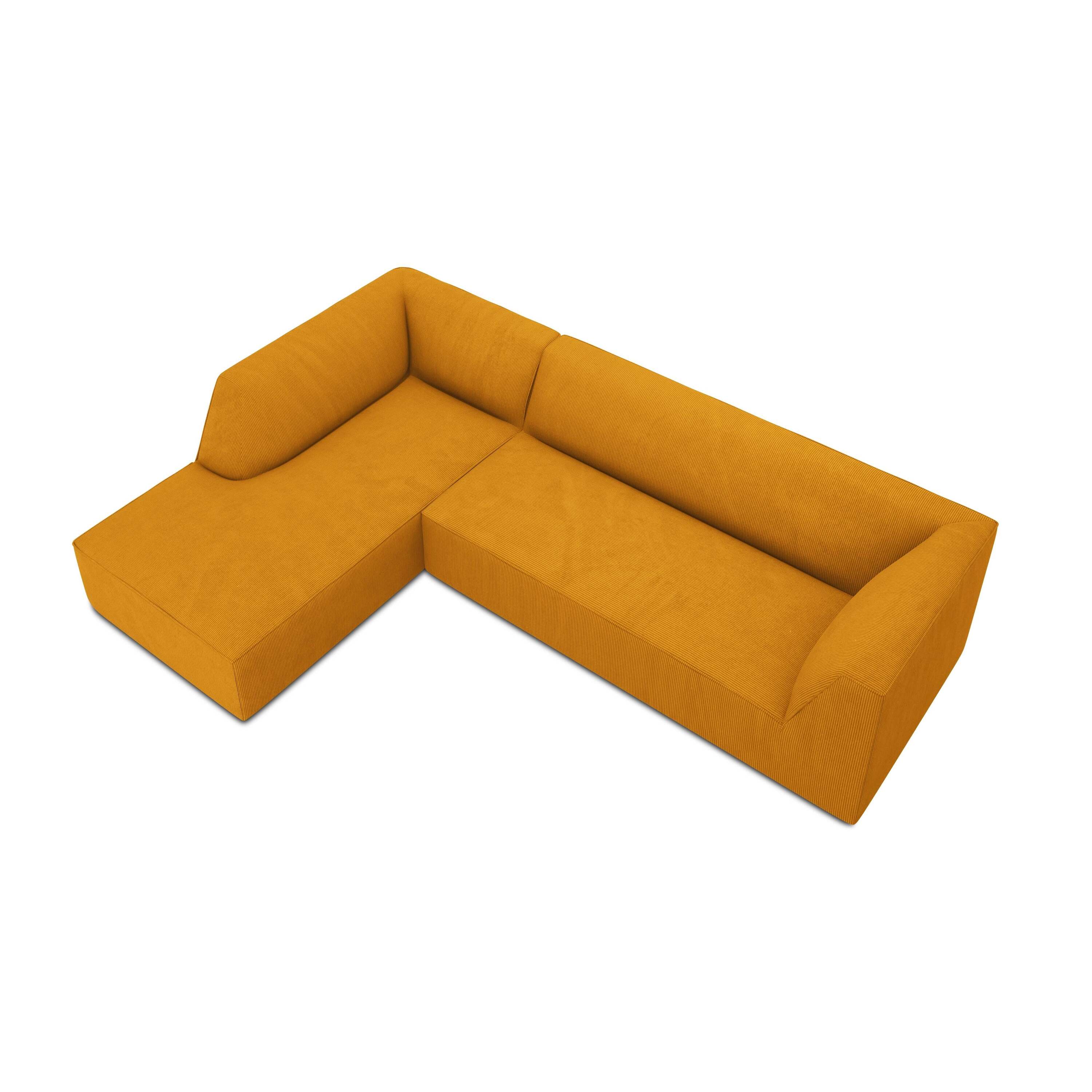 Windsor & Co Sao Hoekbank met Chaise Longue Links - 4-zits - Ribstof - Okergeel