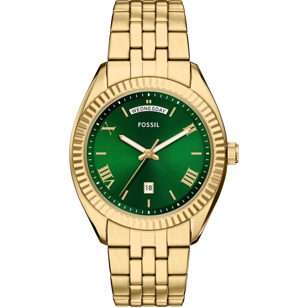 Fossil Campbell Day Date Goldig / Grün