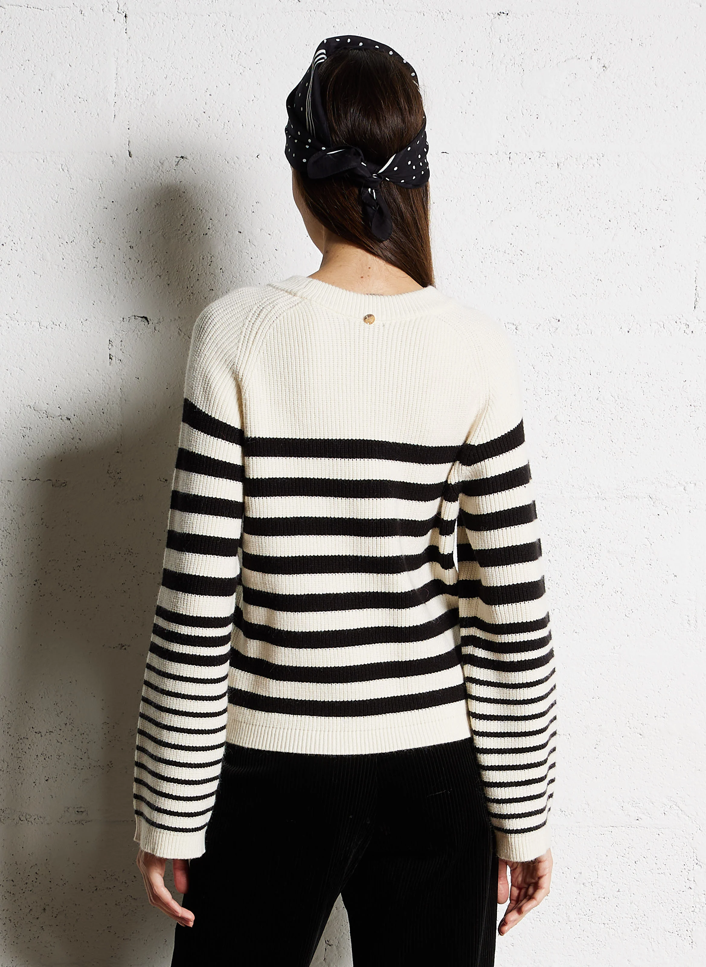 TANIA - Pull col rond rayé | Blanc