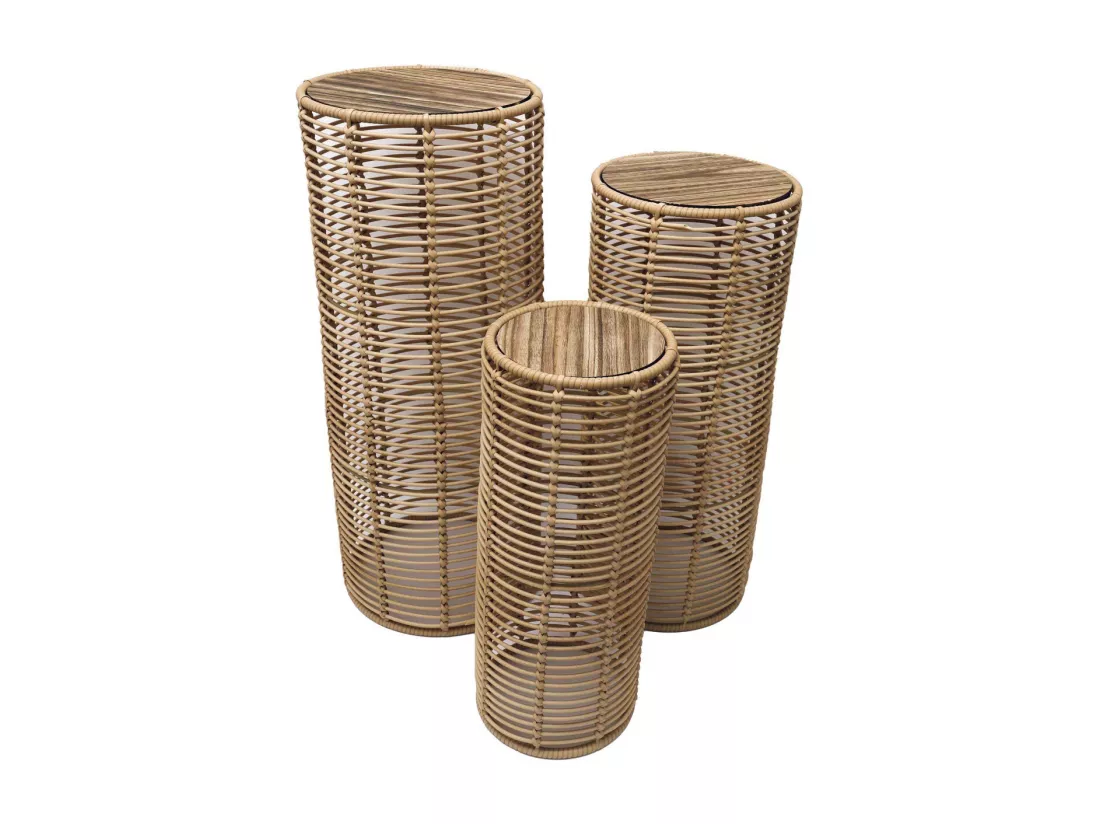 Support à plantes imitation rotin (Lot de 3)