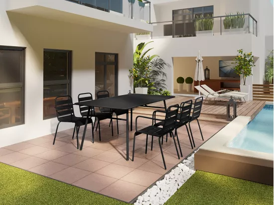 Lot de 2 fauteuils de jardin empilables en métal - Noir - MIRMANDE de MYLIA
