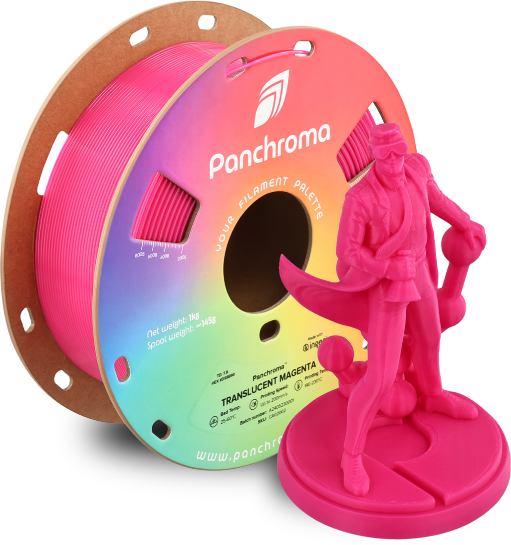 Polymaker  Panchroma™ PLA Translucent Magenta, 1,75 mm / 1000 g    Faszinierende Lichteffekte in Magenta