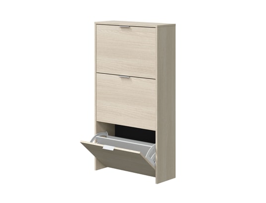 TERRE DE NUIT - Meuble à chaussures 3 portes, capacité 18 paires bois clair