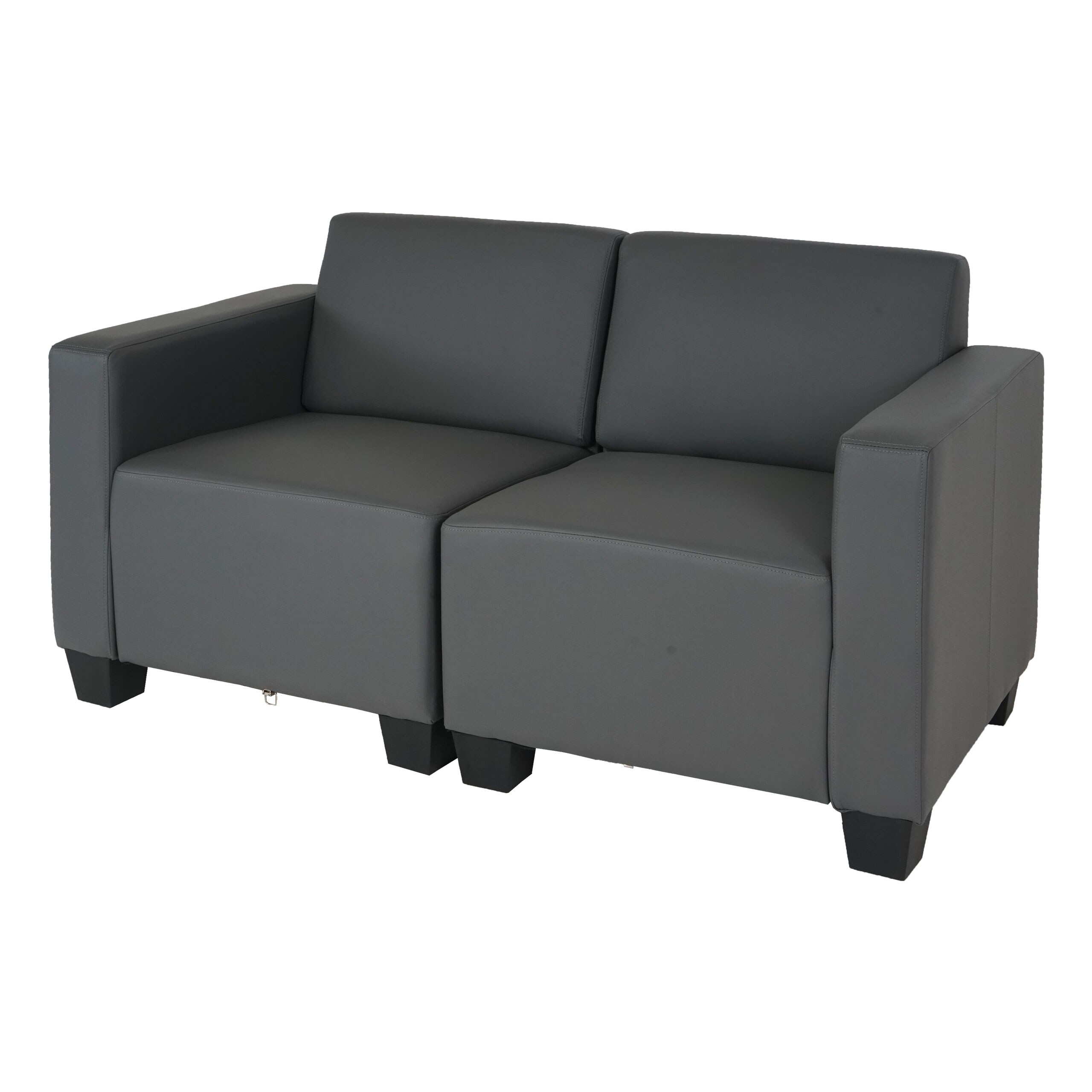 Modular 2-Sitzer Sofa Couch Moncalieri, Kunstleder ~ dunkelgrau