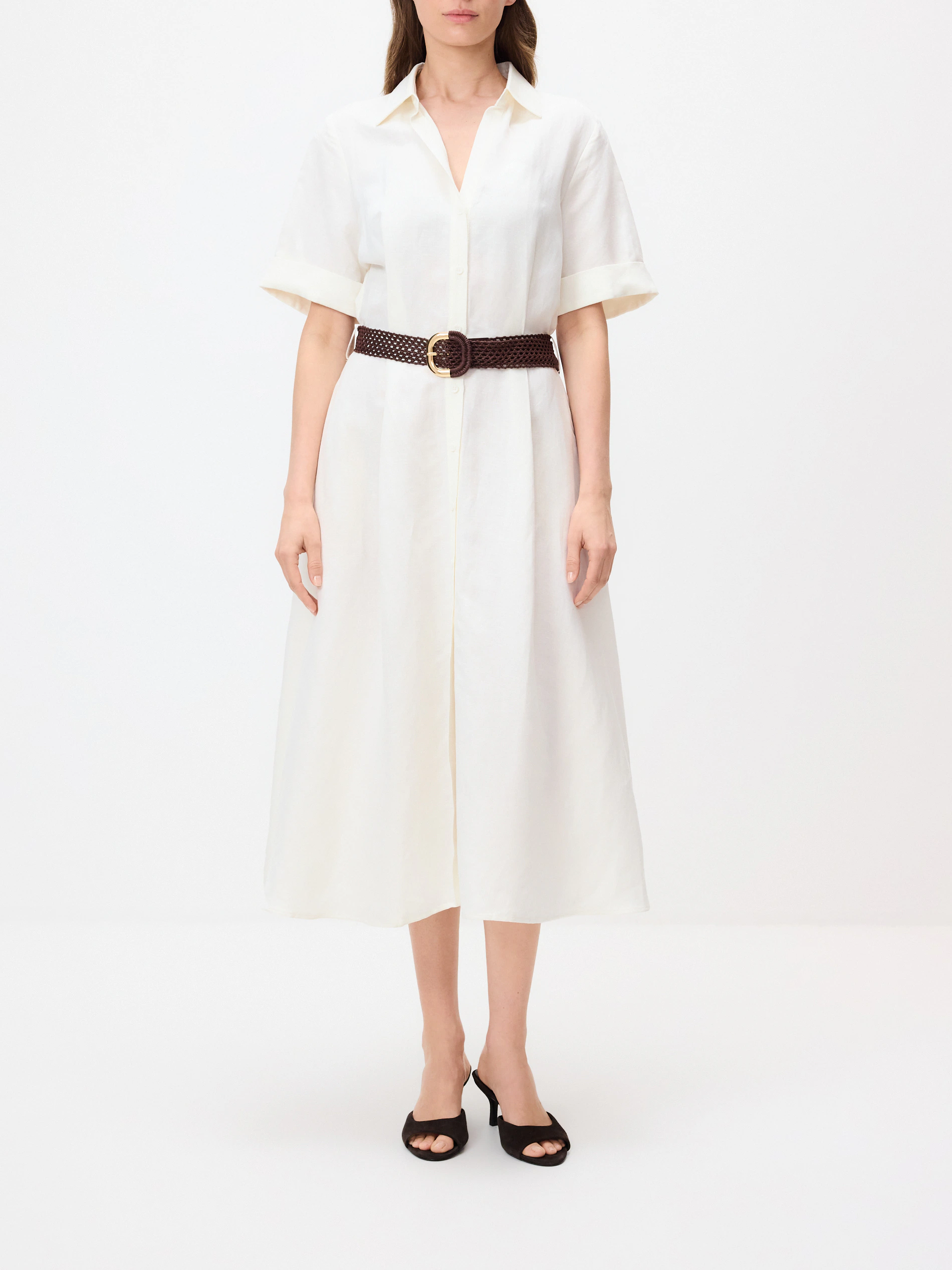 Midikleid aus Leinenmischung