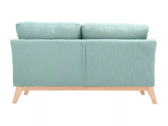 Canapé scandinave déhoussable 2 places en tissu vert lagon et bois clair OSLO