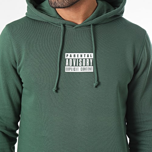 Sweat Capuche Big Back Logo Vert Blanc