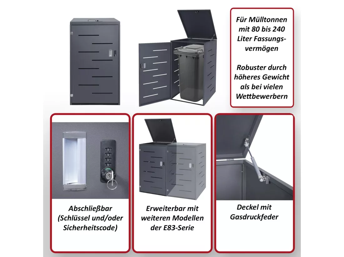 Habillage de poubelle MCW-E83, acier affiné