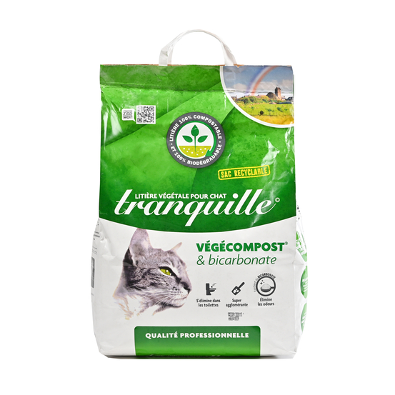 Litière pour chat végécompost et bicarbonate 17 L