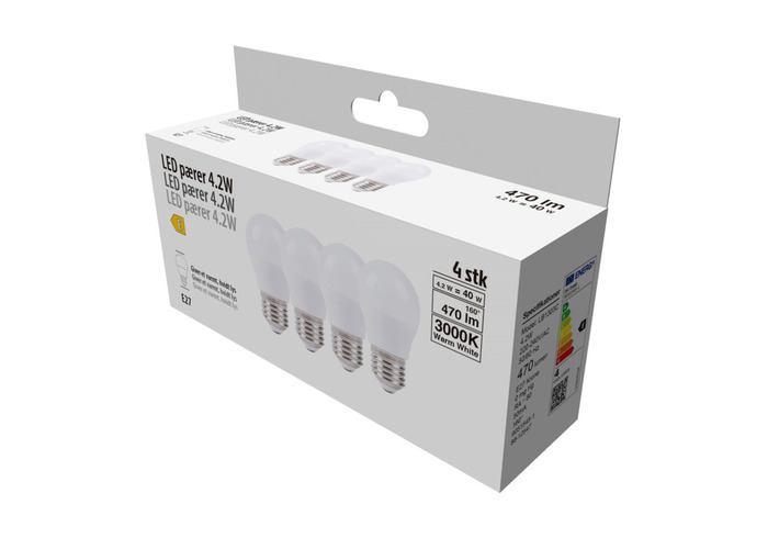 LED-pære krone 4,2 W E27 4-pk.
