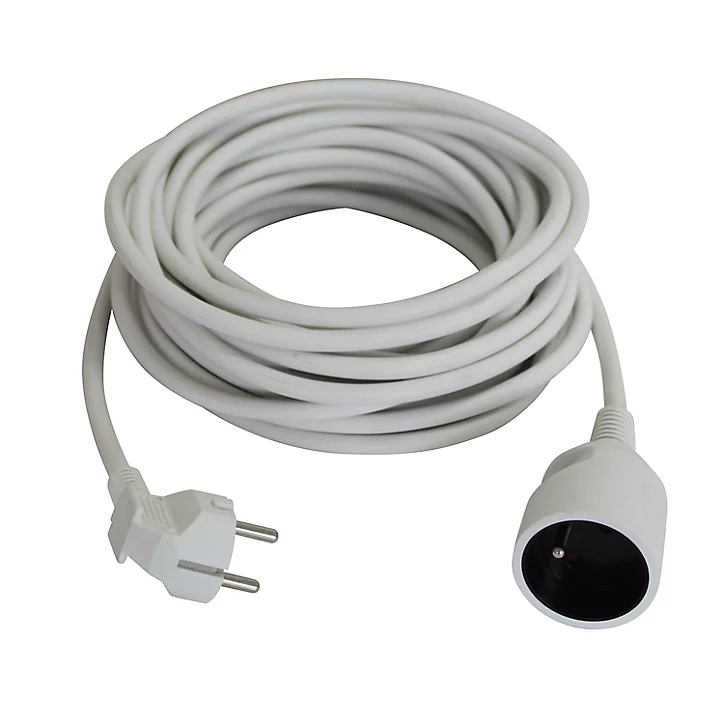 Rallonge blanche H05VVF 3G1 5mm² 10m avec clapet