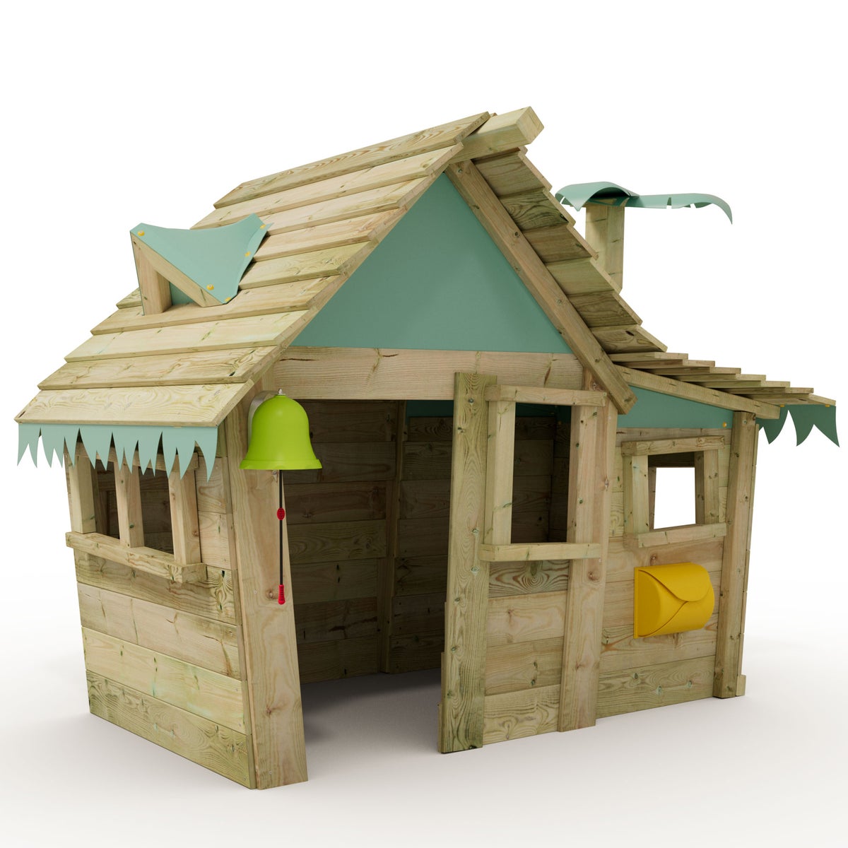 WICKEY Kinderspeelhuis Casita met houten dak en raam - Pastelblauw