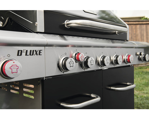 Nexgrill 5-pits gasgrill met infraroodbrander, achterbrander en zijbrander, zwart, inclusief grillgereedschaphouder, hittebestendige handgreep, krachtige hittezone, achterbrander, zijtafel, warmhoudrek, geëmailleerd gietijzeren grillrooster