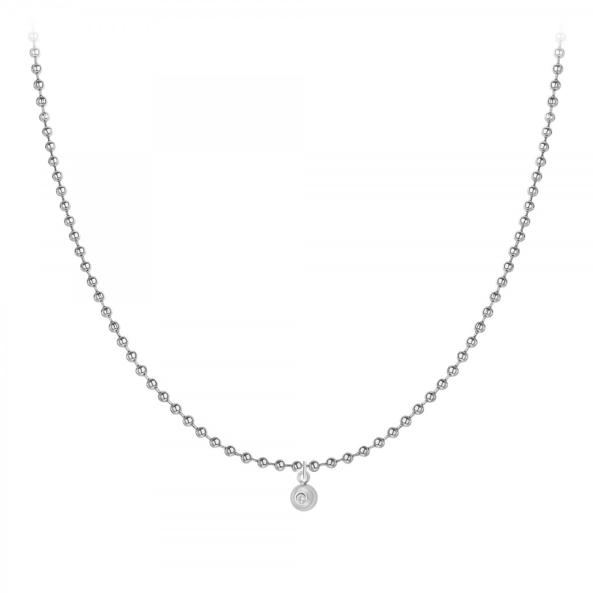 Chaine maille boule SC Crystal ornée d'un véritable diamant blanc