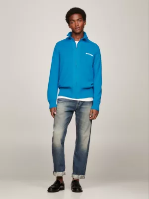 Cardigã Hilfiger Monotype com gola alta e fecho de correr.