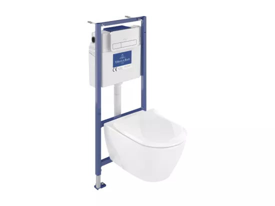 Pack WC sans bride VILLEROY ET BOCH Subway 2.0 avec abattant frein de chute + bâti Viconnect PRO + plaque Chromé mat