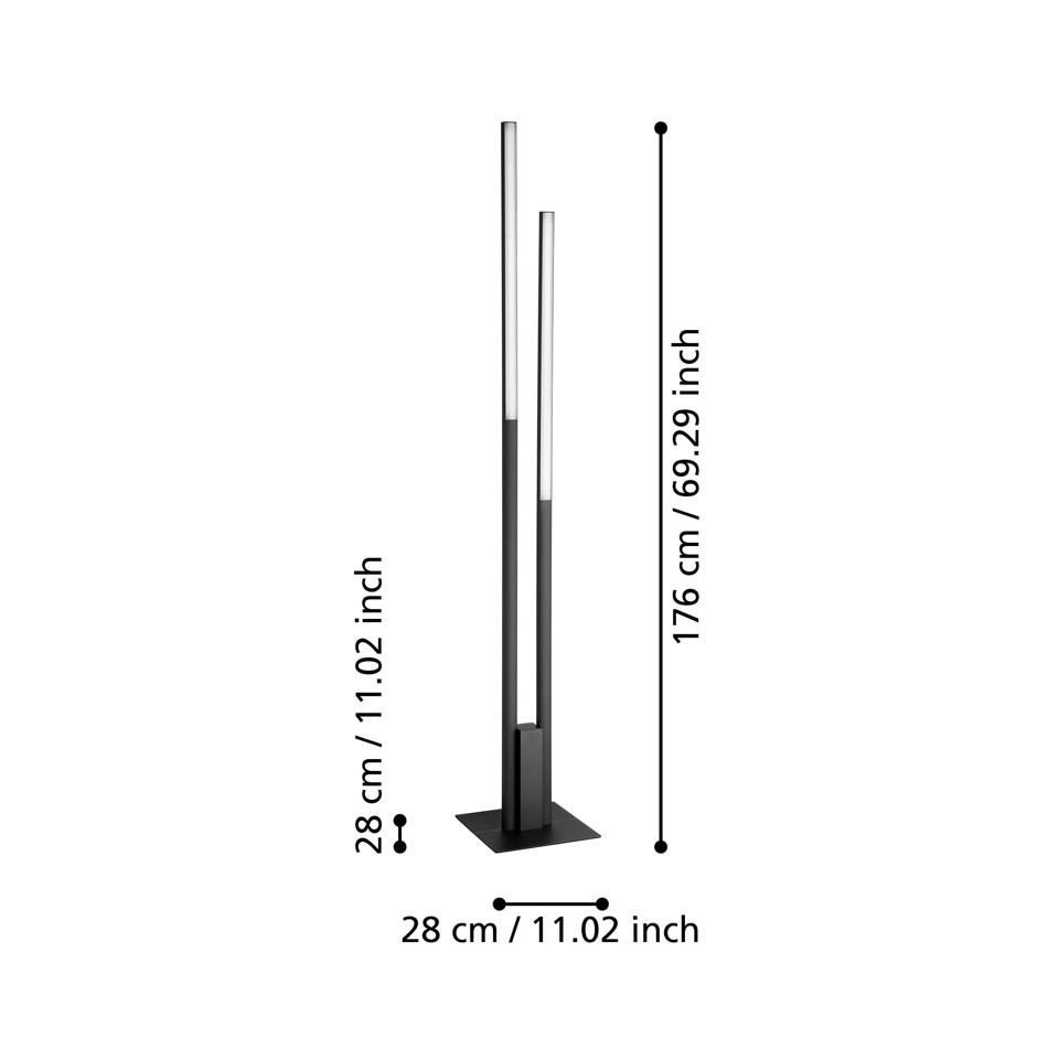 EGLO - Fraioli-Z gulvlampe sort - RGB + TW - Zigbee, Bluetooth