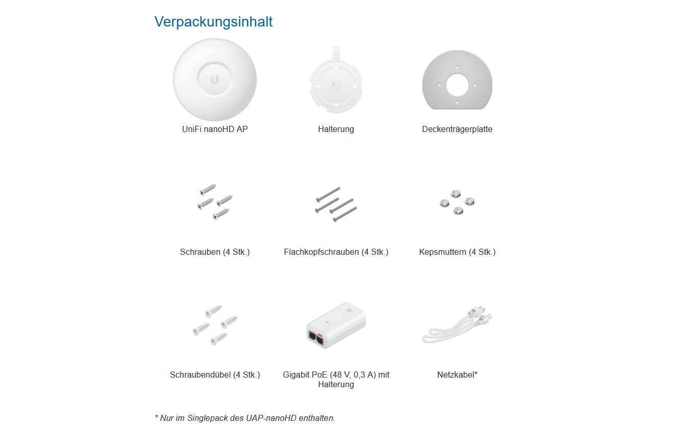 Access Point UniFi AP-nanoHD<br>Indoor-Access Point mit 4x4 Wave 2 MU-MIMO