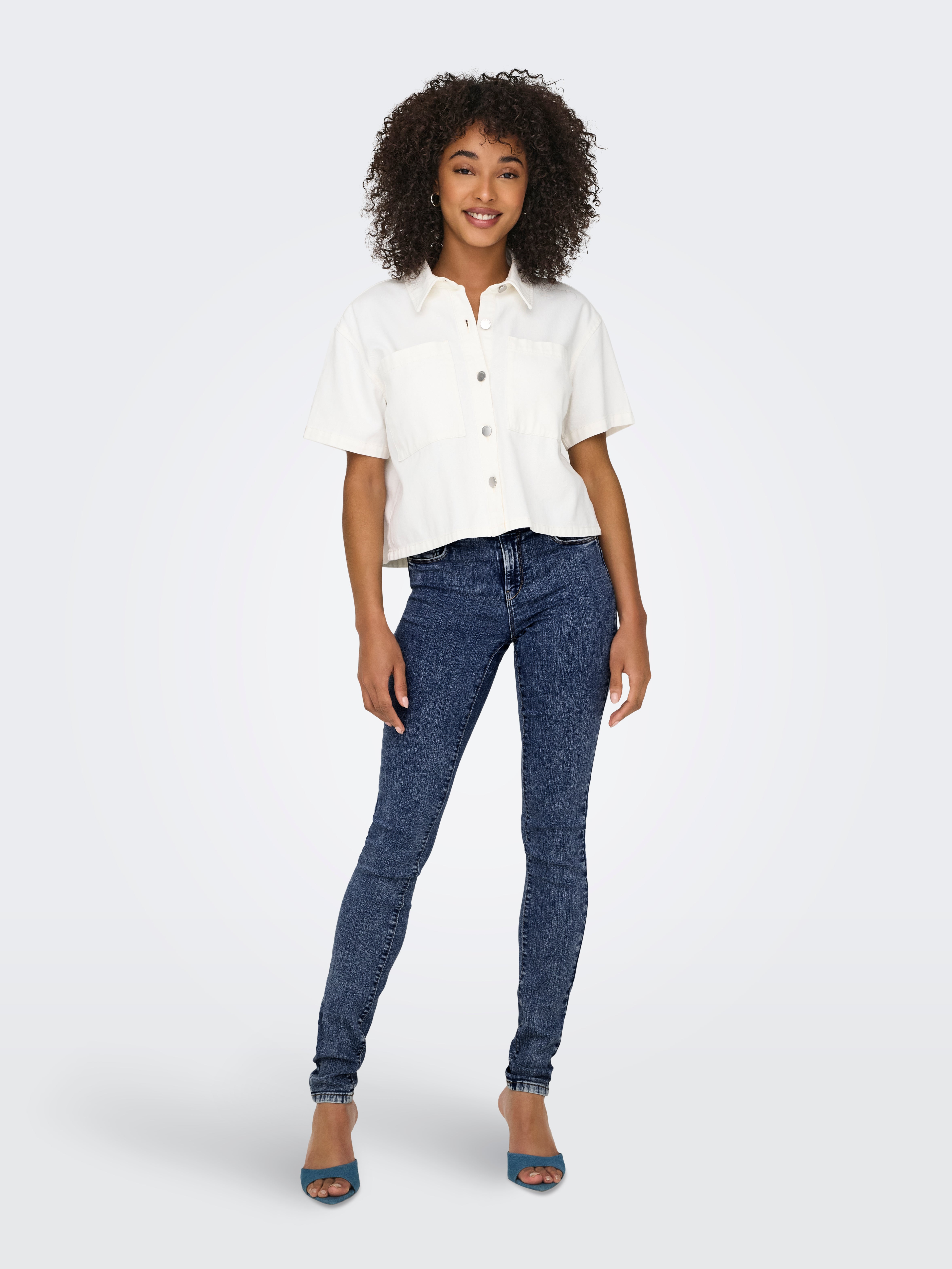 ONLRAIN Mittlere Taille Skinny Fit Jeans Dark Blue Denim