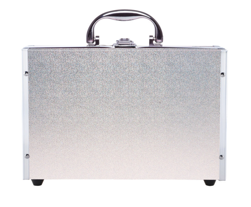 Casuelle Cosmetica Koffer Met Glanzend Zilver Oppervlak, 25 X 19 X 7, 1 Stuk