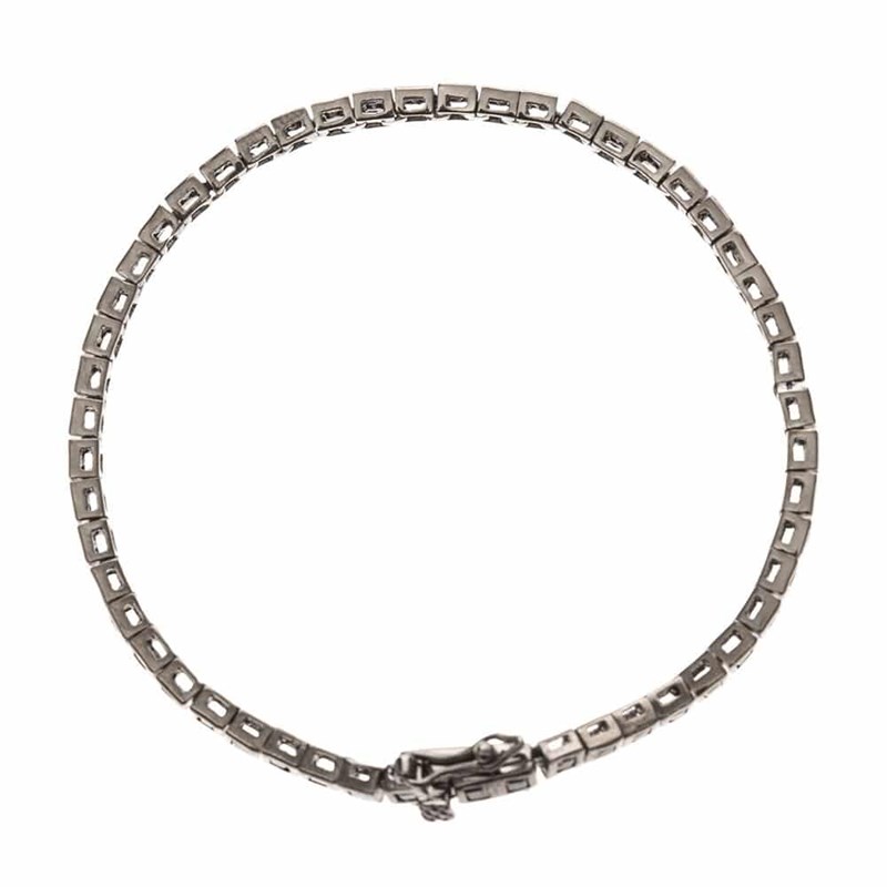 Bracelet Argent Carres Fins Sertis Noir