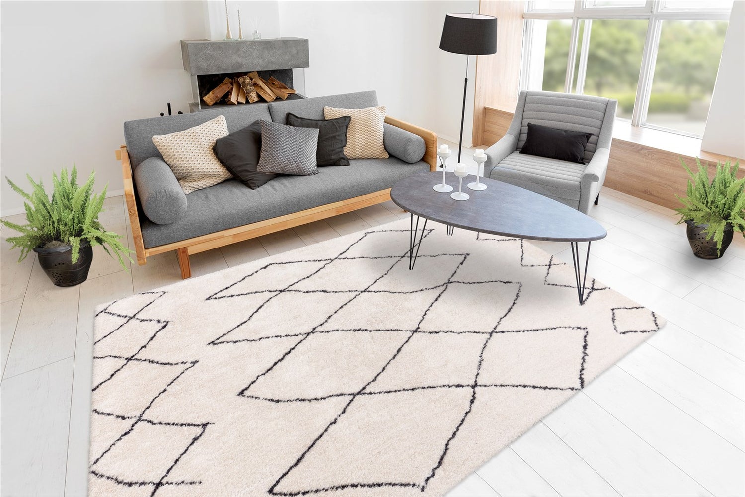Hoogpolig tapijt Oasisic Ivory 25 mm Modern 120 x 170 cm