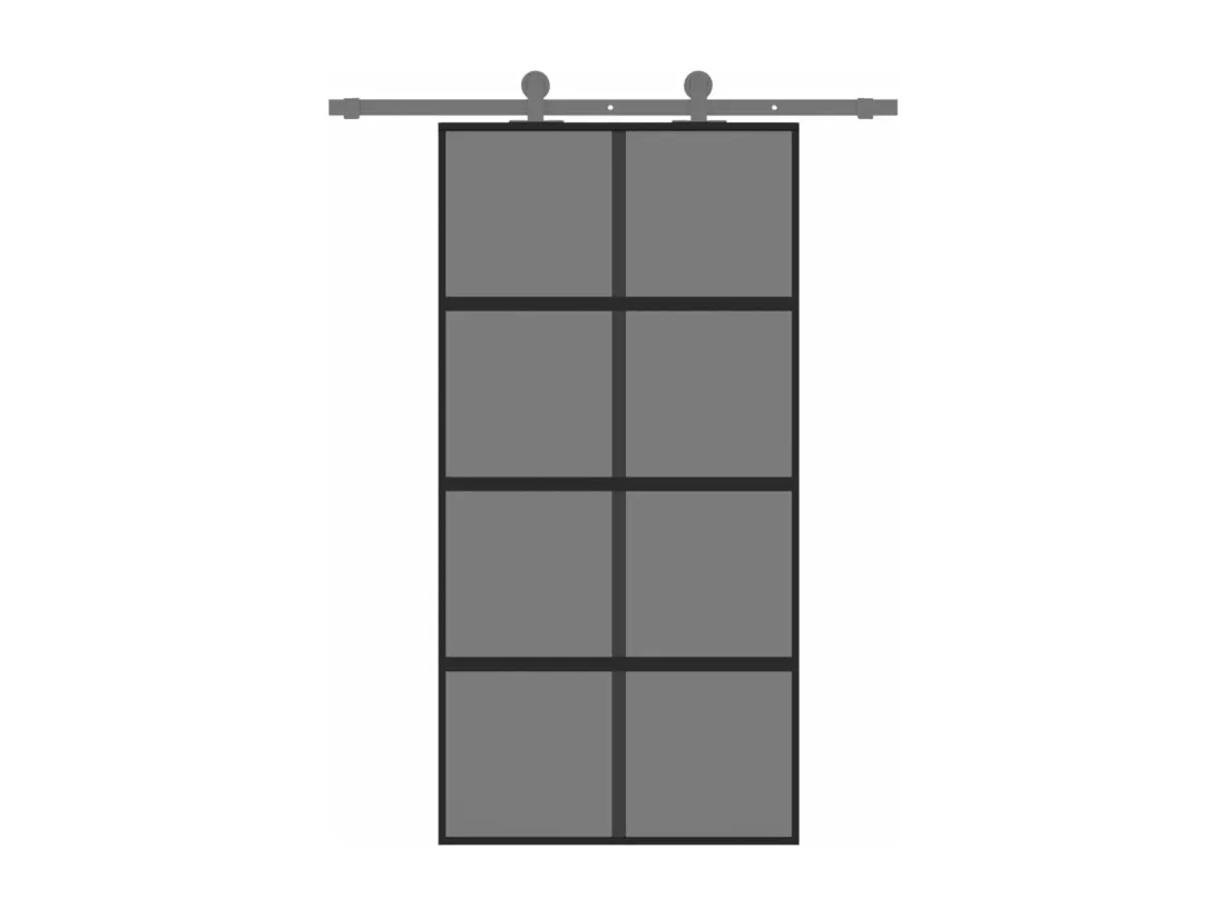 Porte coulissante noir 102,5x205 cm verre trempé aluminium