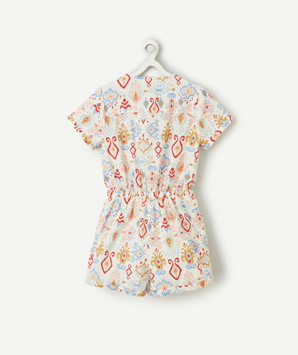 combishort fille écrue avec imprimé formes colorés