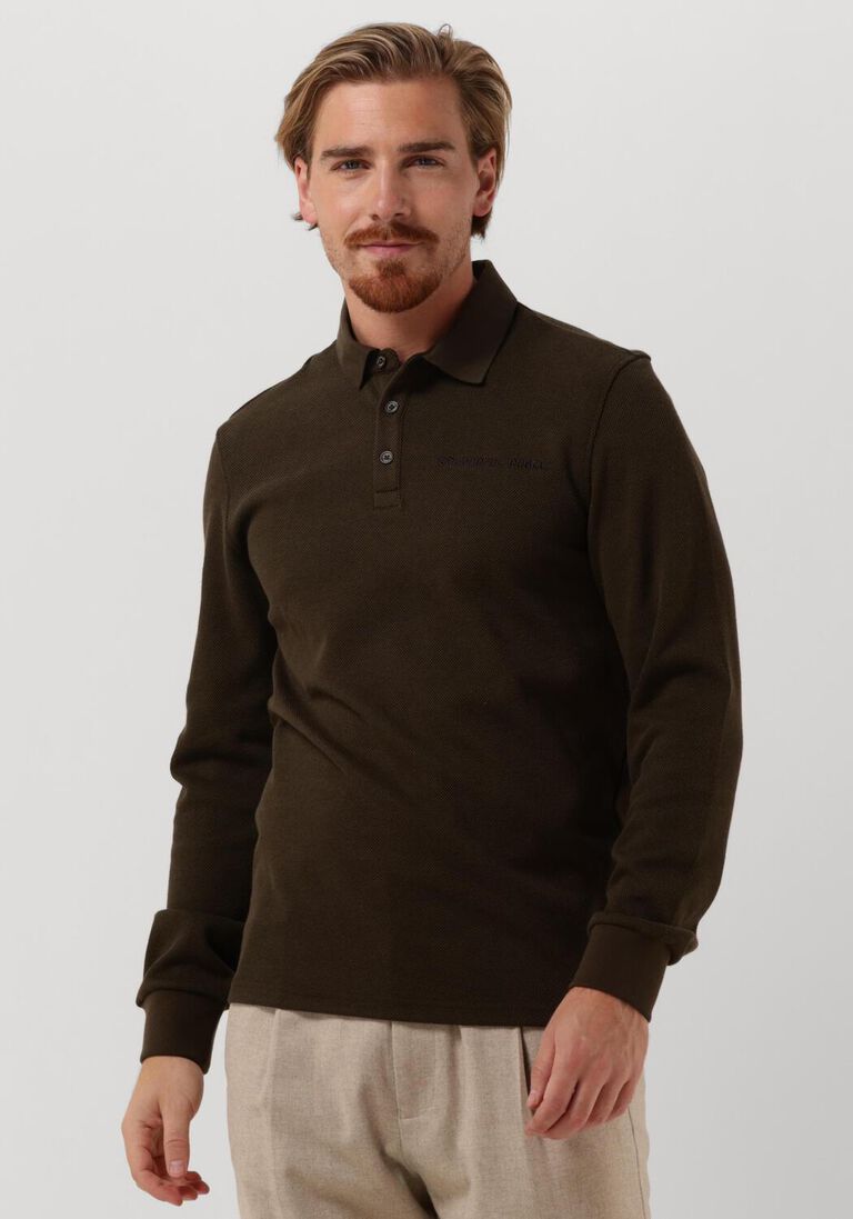 COLOURFUL REBEL groene colourful rebel polo uni structure polo longsleeve