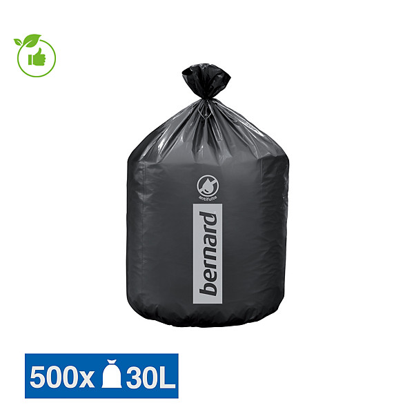 Sacs poubelle déchets courants Bernard Supertene noirs 30 L, lot de 500