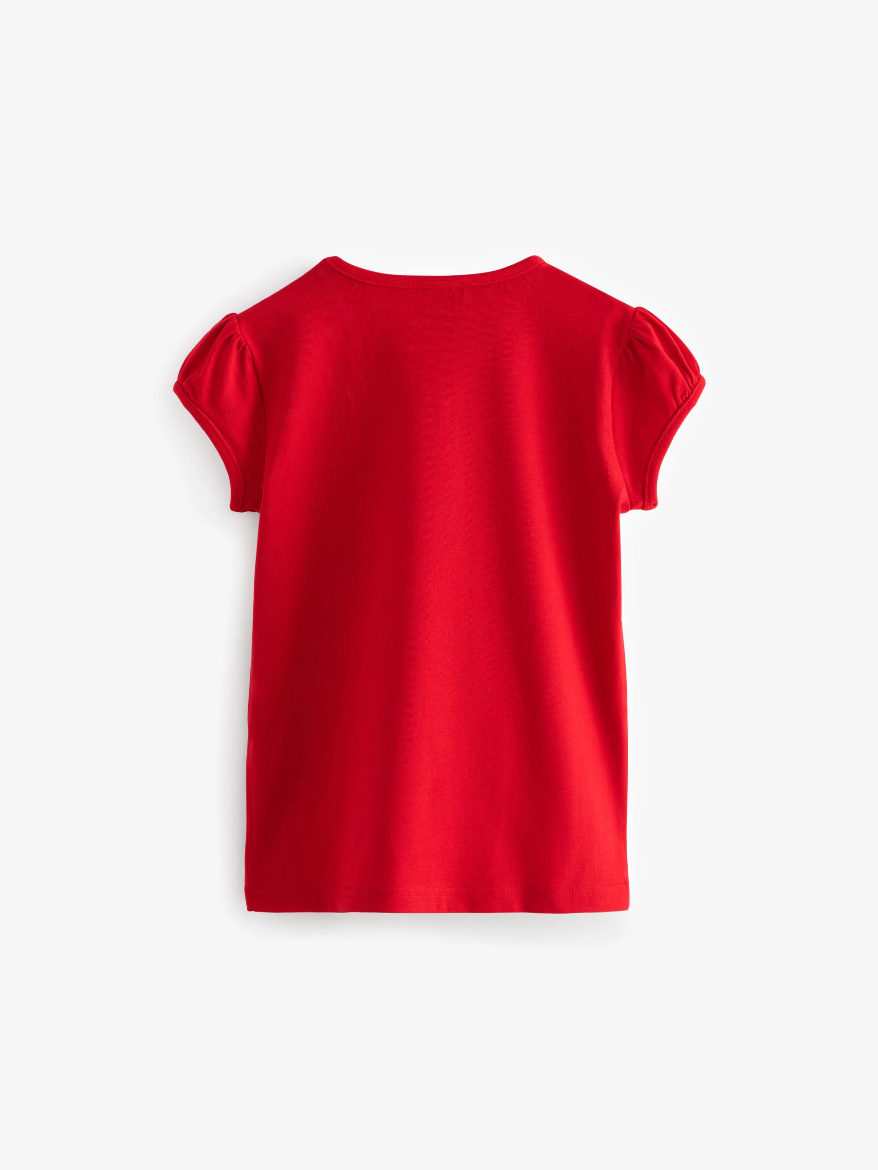 Rood - 2 -pack T-shirts met pofmouwen (3-16jaar)