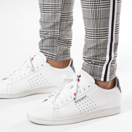 Pantalon Carreaux Avec Bandes T3296 Gris Noir Blanc