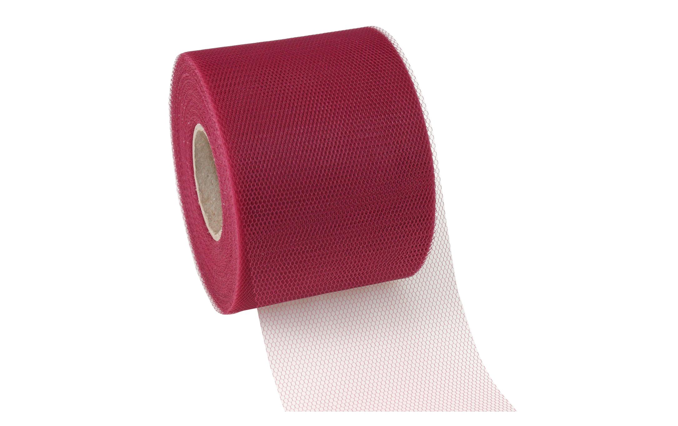 Textilband Verona Tüll 7.2 cm x 50 m, BordeauxGeschenkband zur Dekoration von Präsenten