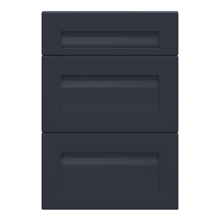Façade de cuisine 1 tiroir et 2 casseroliers Garcinia bleu mat l. 50 cm x H. 72 cm GoodHome