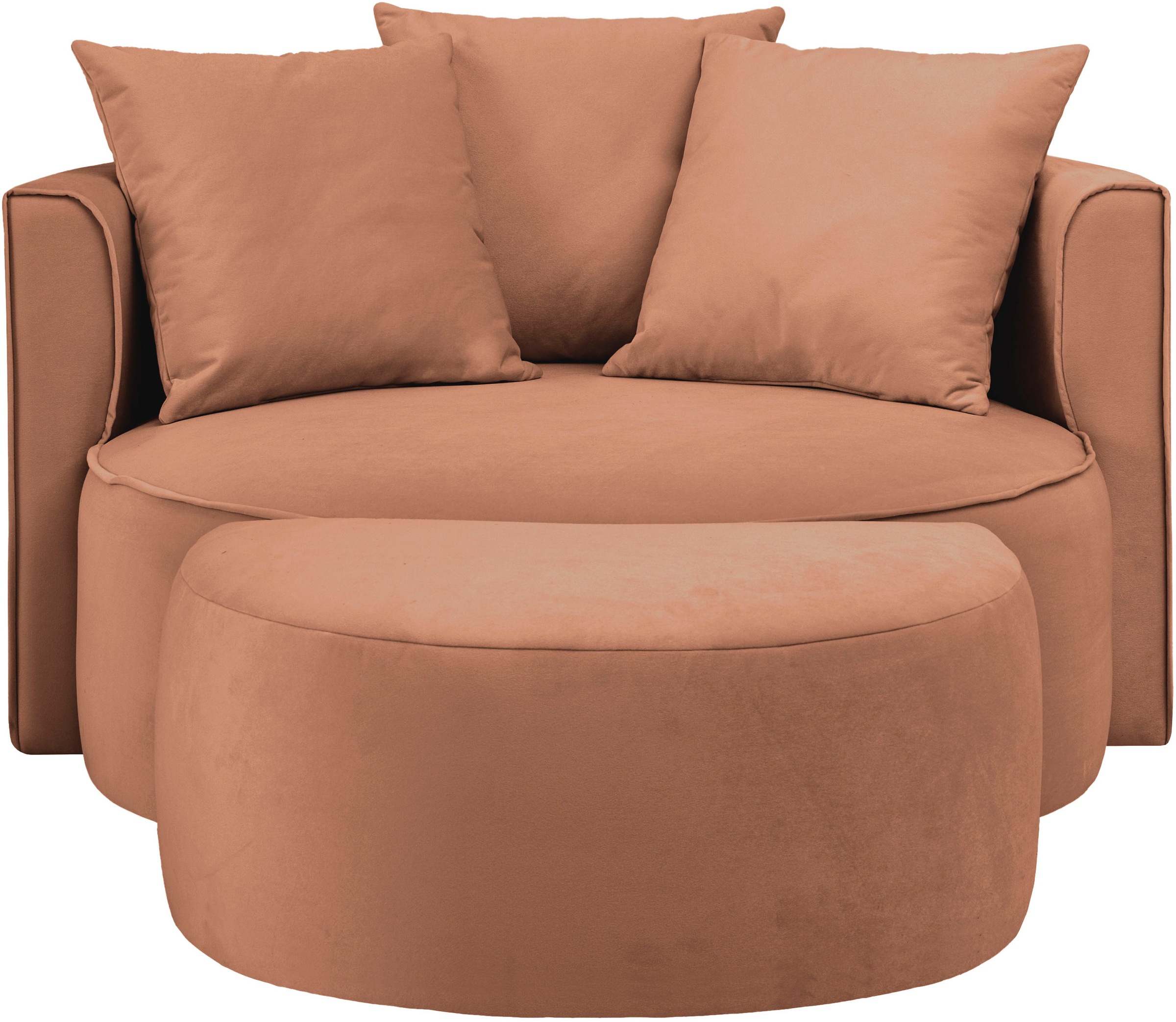 LeGer Home by Lena Gercke XXL-Sessel »ISALIE, Rundsessel mit Hocker, Lesesessel, Loveseat, Big-Sessel« Set,  trendige Stoffe, 3 Zierkissen, grosse Sitzfläche, Cord, Samt, Bouclé
