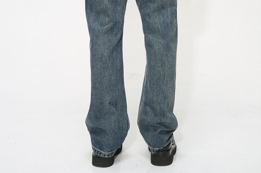 FAERIS - Low Rise Washed Flared Jeans