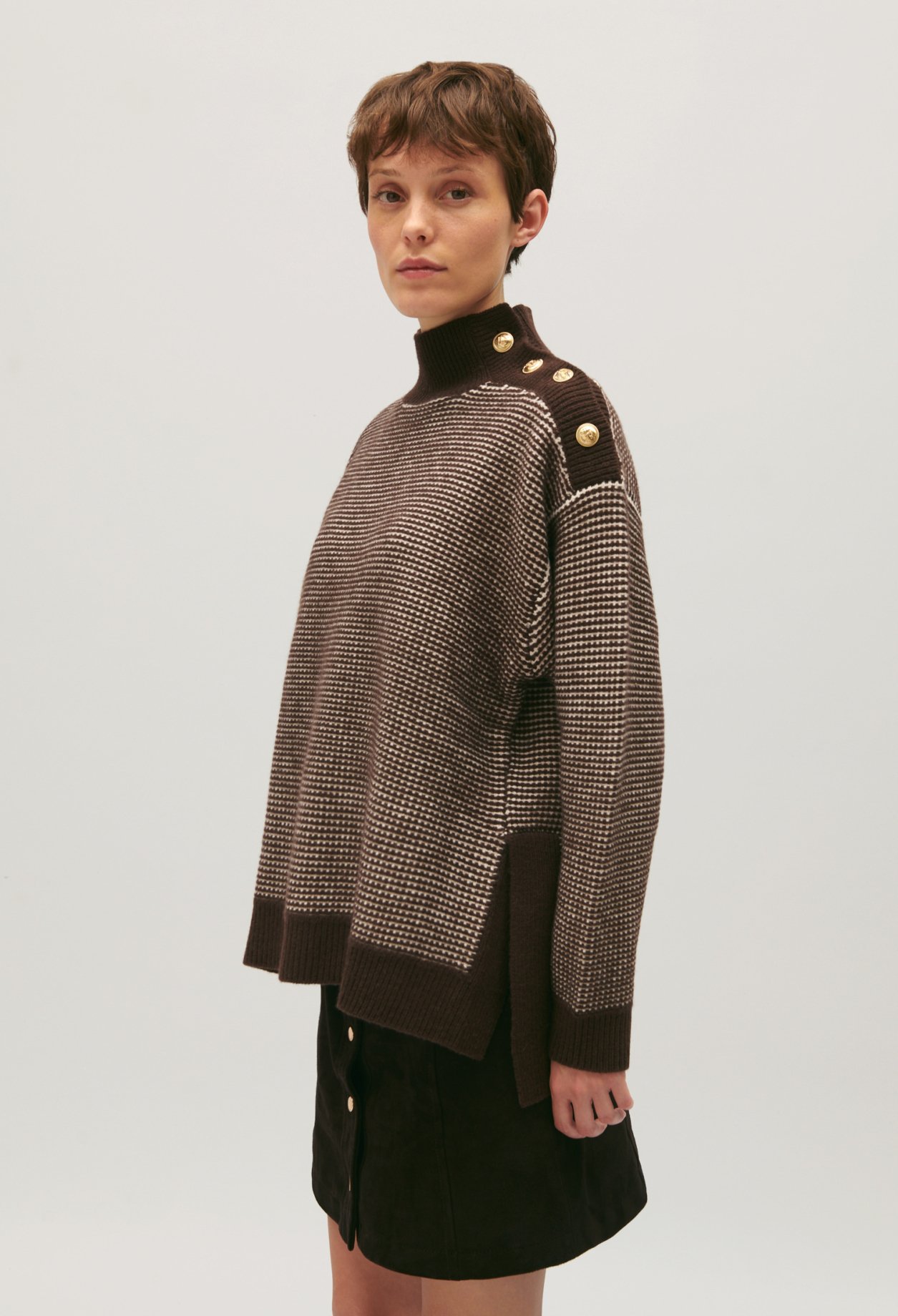 Pull maille bicolore