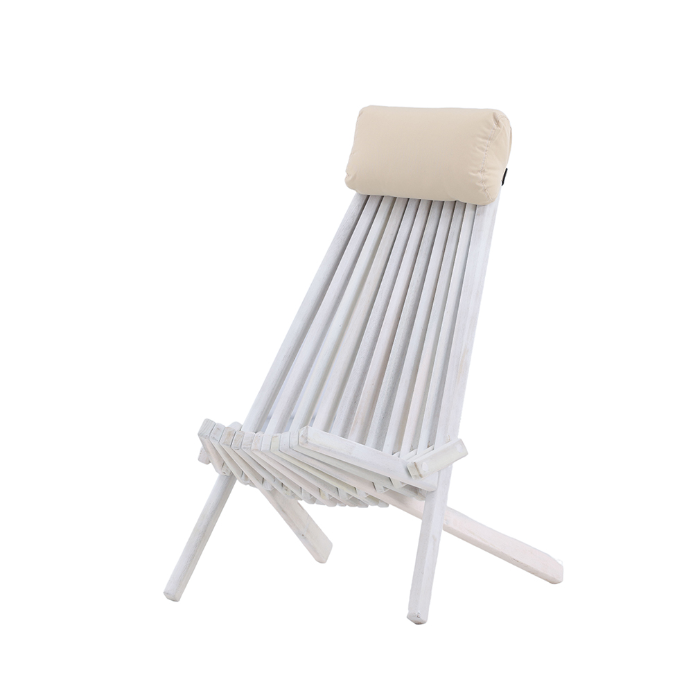 Houten tuin loungestoel Bastian - met hoofdkussen Wit
