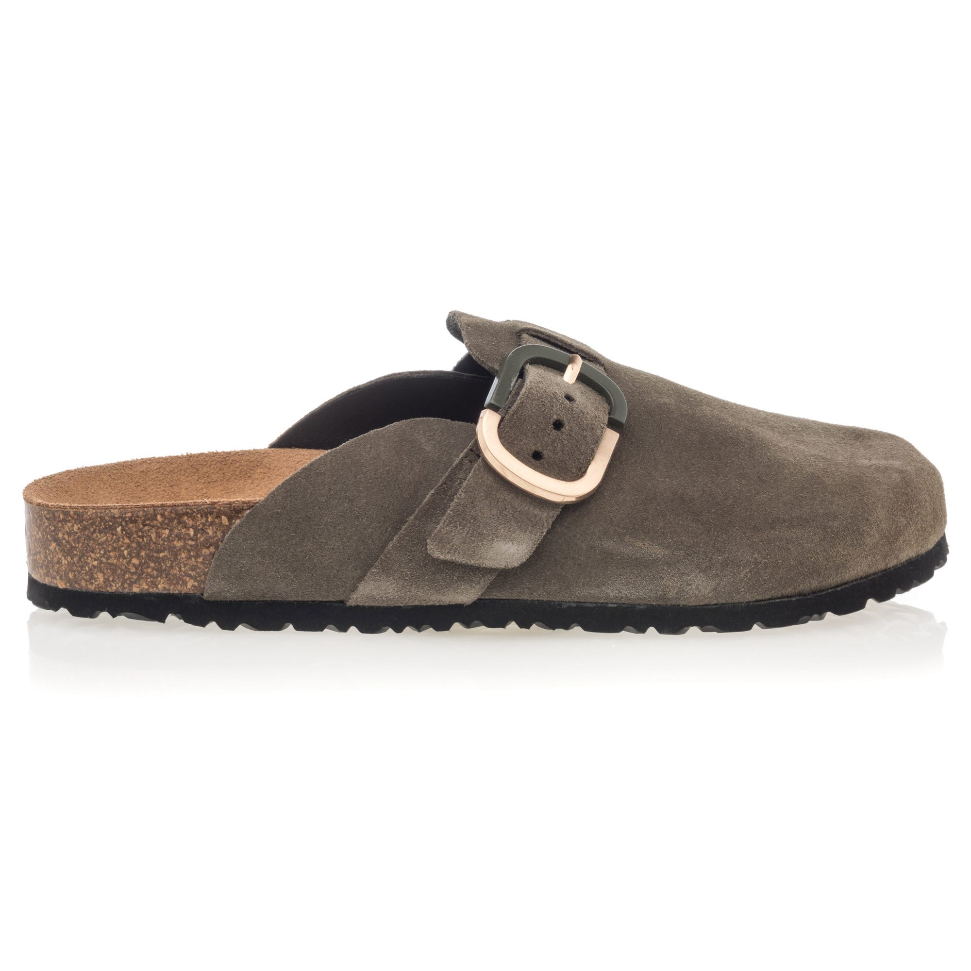 Mules Femme en cuir kaki