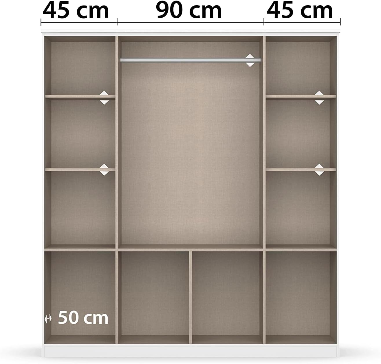 Rauch Möbel Bremen Schrank Drehtürenschrank Kleiderschrank Weiß-Eiche Sonoma, Holz, Spiegel und 8 Schubladen 4-türig, inkl. Zubehörpaket Basic 1 Kleiderstange, 4 Einlegeböden BxHxT 181x199x58 cm